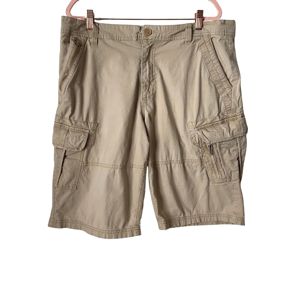 Ecko Unltd Shorts Mens 36 Khaki Baggy Cargo Paratrooper Utility Rhino Y2K Skater